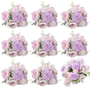 Lyrow Artificial Peony Hydrangea Flowers Bouquets Realistic Silk Fake Flowers for Wedding Table Centerpieces Home Farmhouse Decor Faux Floral Arrangement for Bridal Party DIY,Light Purple,8 Pcs