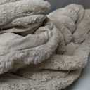 Cozy Bliss Faux Fur Throw Blanket for Couch, Cozy Warm Plush Striped Blanket for Sofa Bedroom Living Room, 50 * 60 Inches Beige