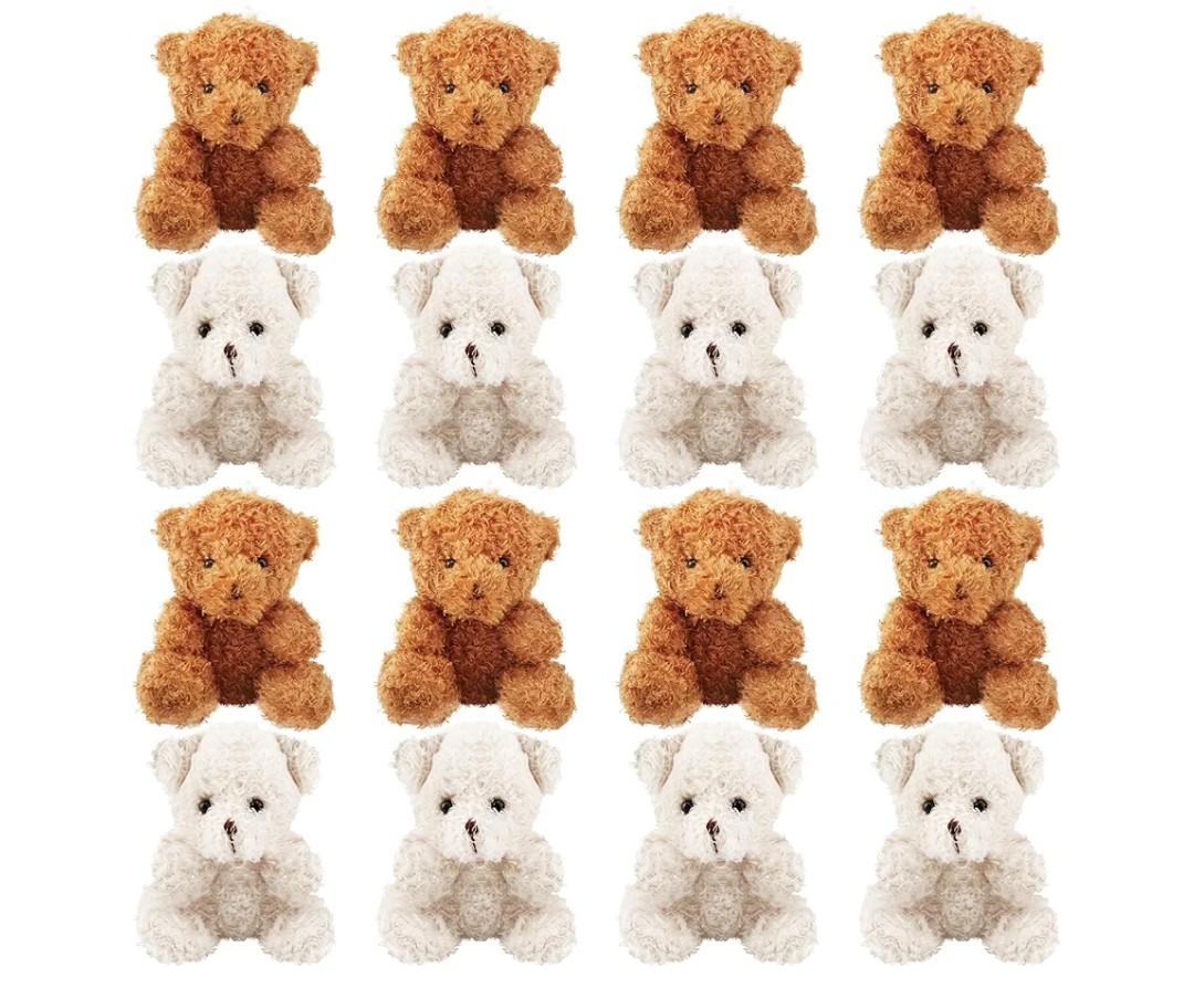 16 Pack 4 inch Mini Teddy Bears Plush Toys Cute Soft Small Teddy Bear Stuffed Animals for Birthday Valentine's Mother's Day Graduation Gifts (Color Set 1)