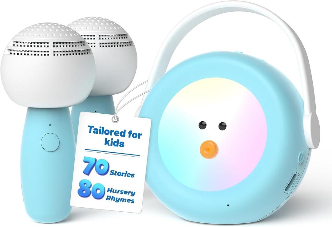 Karaoke Machine for Kids with 2 Wireless Microphones, Night Light & Original/Accompaniment Switch, Rich Built-in Content, Toddler Toys for 3, 4, 5, 6, 7, 8 Year Old, Gifts for Boys and Girls