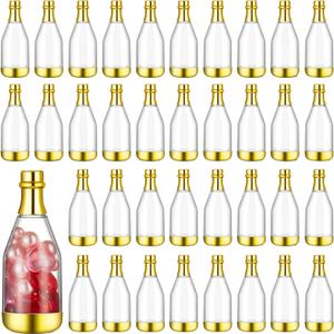 Cunhill 54 Pieces Champagne Candy Bottles Bridal Shower Favors Mini Bottle for Baby Shower Bulk Small Plastic Wine Alcohol Containers for Wedding Birthday Party(Gold)