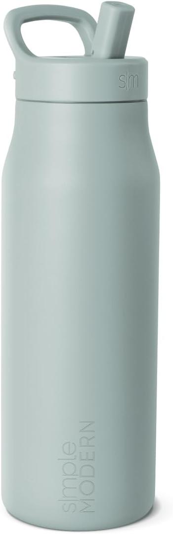 Simple Modern Water Bottle with Push Button Straw Lid | Ceramic-Lined Insulated Stainless Steel | Travel Water Bottles for Gym & Sports | Leak Proof | 34oz, Mint