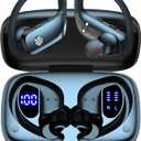 bmani Ear Buds Wireless Earbuds Bluetooth Headphones with 80H Playtime LED Display Case, Over-Ear Hook with Mic, Stereo Sound, Easy Button Controls, Sports Earphones for Running Workout Gym Black