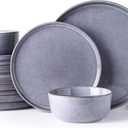 AmorArc Stoneware Dinnerware Sets,Round Reactive Glaze Ceramic Plates and Bowls Set,Highly Chip and Crack Resistant | Dishwasher & Microwave Safe Dishes,Service for 6 (18pc) (Cappuccino Color)