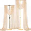 Novabright 2 Pcs Adjustable Backdrop Stand, 3.2FT to 8FT Heavy Duty Metal Background Frame with Stable Base, Gold Stand for Wedding, Birthday, Photo Booth, Events Decorations