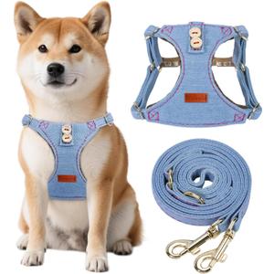 Faleela No-Pull Puppy Harness & Leash Set - 7 Color Options, Soft, Adjustable, Choke-Free, Escape-Proof, Lightweight Cute Pet Vest for Small & Medium Dogs (Blue, S)