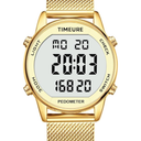 Women's Step Counter Pedometer Watch with Stainless Steel Bracelet, Stylish Design, No App, No Charging Needed for Step, Calorie, Distance, Alarm, Countdown Timer，TU-2401