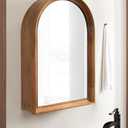 Kate and Laurel Hatherleigh Modern Arched Bathroom Cabinet with Mirror, 20 x 6 x 30, Rustic Brown, Decorative Wooden Bathroom Mirror with Storage for Bath Medicine Cabinet or Over-the-Toilet Storage