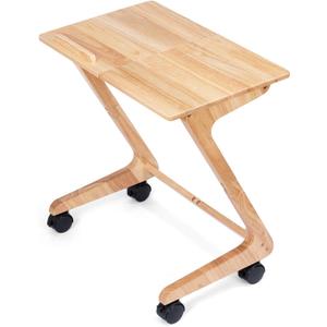 TV Tray Table, TV Dining Table with Casters for Small Spaces, Solid Wood End Table, Sofa Couch Side Table Removable Snack Tray for Coffee Bed Sofa Eating Writing Reading Living Room Bedroom (Natural)