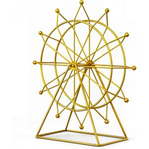 Ferris Wheel Bookshelf Decor Gold Modern Gift - Shelf Decor Accents Ornament - House Decorations Living Room - Fireplace or Desk Decor - Entryway Decor. (Art Deco)