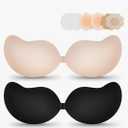 EIDOS Strapless Backless Sticky Push Up Bra - Invisible Adhesive Bra for Women with Nipple Covers 2025