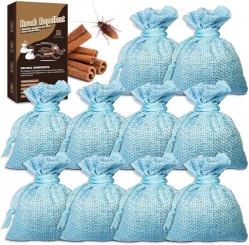 10 Pack Roach Repellent for Indoor Home, Natural Peppermint and Citronella Formula Cockroach Away Solution, Roach Deterrent for House Kitchen Pest Control