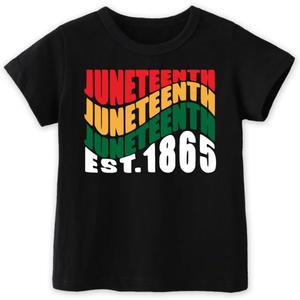 Juneteenth Shirts for Kids Todder Boys Girls, African American History Shirts 1865 Peace Love Tees 2-8T (Black)