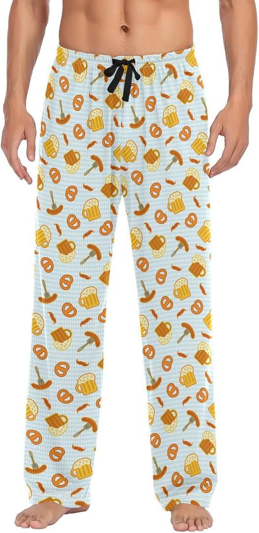 Fest Beer Pretzels Sausages Mens Pajama Pants Lounge Men's Pajama Bottoms Soft Sleep Pants With Pockets L