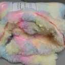 LIFEREVO Fluffy Faux Rabbit Fur Bubble Blanket, Tie Dye Plush Shaggy Throw Couch Sofa, Cozy Comfy Furry Big Bed Blanket Adults Kids Girls, Aesthetic Fuzzy Throw for Bedroom Living Room, 60x80, Rainbow