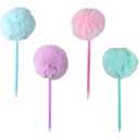 6 Pieces Fluffy Ball Pens Plush Pens Macaron Color Ballpoint Blue Gel Ink, for Office Supply, Coworkers, Women, 3  colors