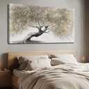 Gold Wall Art Canvas Wall Pictures Large Artwork Landscape Painting Photo Prints Wall Decorations Tree Wall Decor for Living Room Dining Room 29"x58"