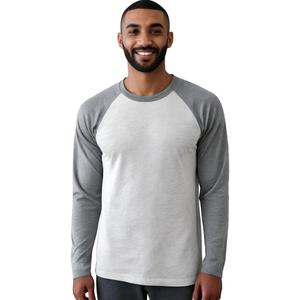 Mens T-Shirts Baseball Vintage Fashionable Lightweight Casual Cotton Crew Neck Slim Fit with Raglan Long Sleeves (Gray, XXL)