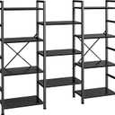 SUPERJARE Triple Bookshelf, Bookcase with 11 Open Display Shelves, Wide Book Shelf Book Case for Home & Office, 4 Tier, Black