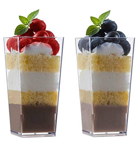 Zappy Tall Square Mini Dessert Cups - Plastic Tasting Shot Glasses, 3oz Each (100 Count)