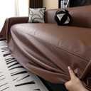 vctops Waterproof Thick PU Leather Sofa Covers for Sectional Sofa Luxury Couch Cover for Dogs Loveseat Covers Futon Cover L Shaped Cover Wipeable Couch Protector (Brown,71"x51")