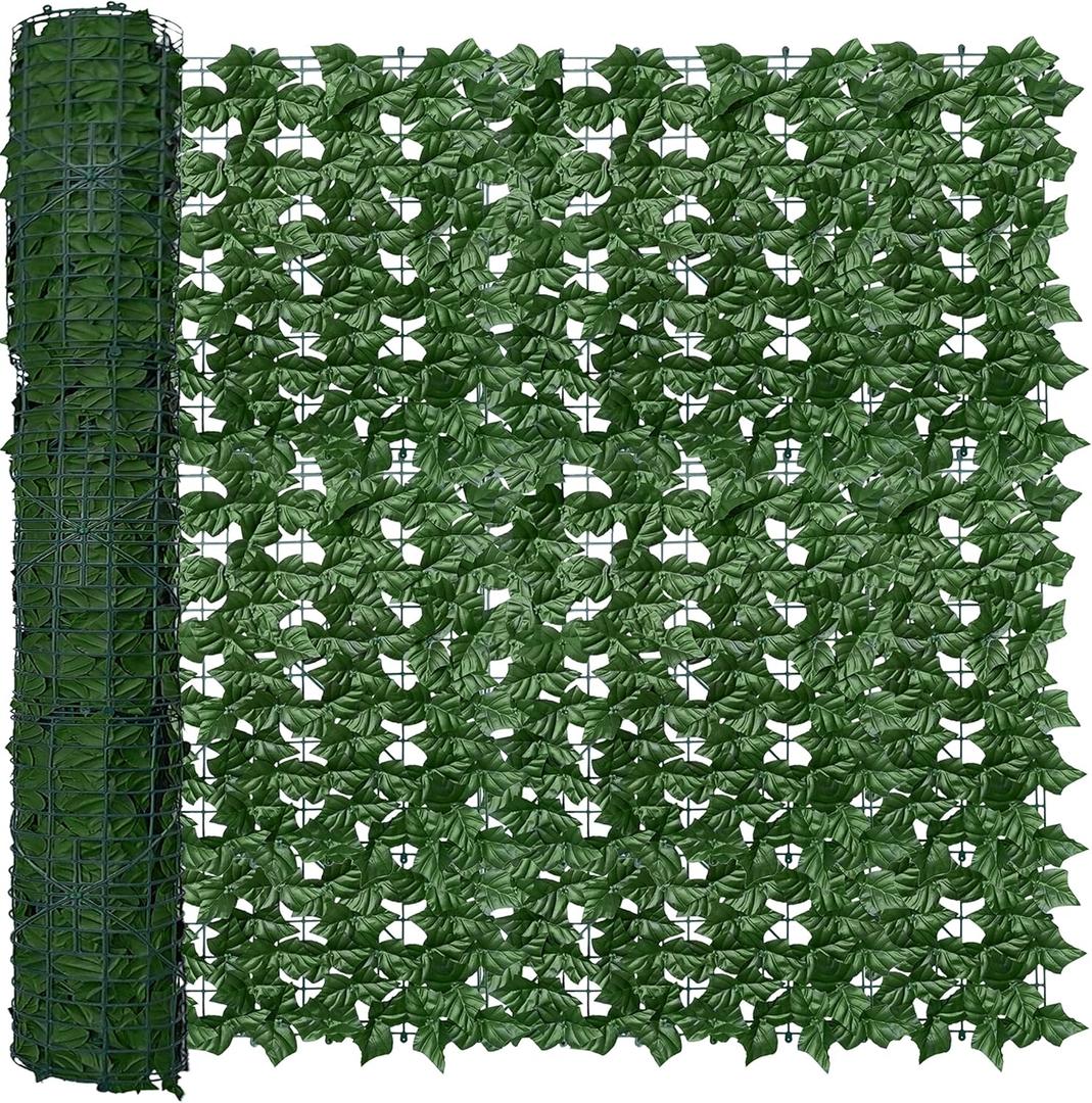 ODTORY Artificial Fence Privacy Screen: 4FT x 50FT UV-Anti Faux Greenery Backdrop Ivy Chain Link Shades Panels for Patio, Balcony, Garden,Deck,Backyard Indoor Outdoor Green Wall Decor