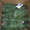 6 Ft by 10 Inch 30 LED Prelit Christmas Garland with Lights Timer 150 Snowy Bristle Pine Branches 8 Pinecone 56 Red Berry Battery Operated Xmas Decor for Home Indoor Outdoor Mantle Stairs Front Door