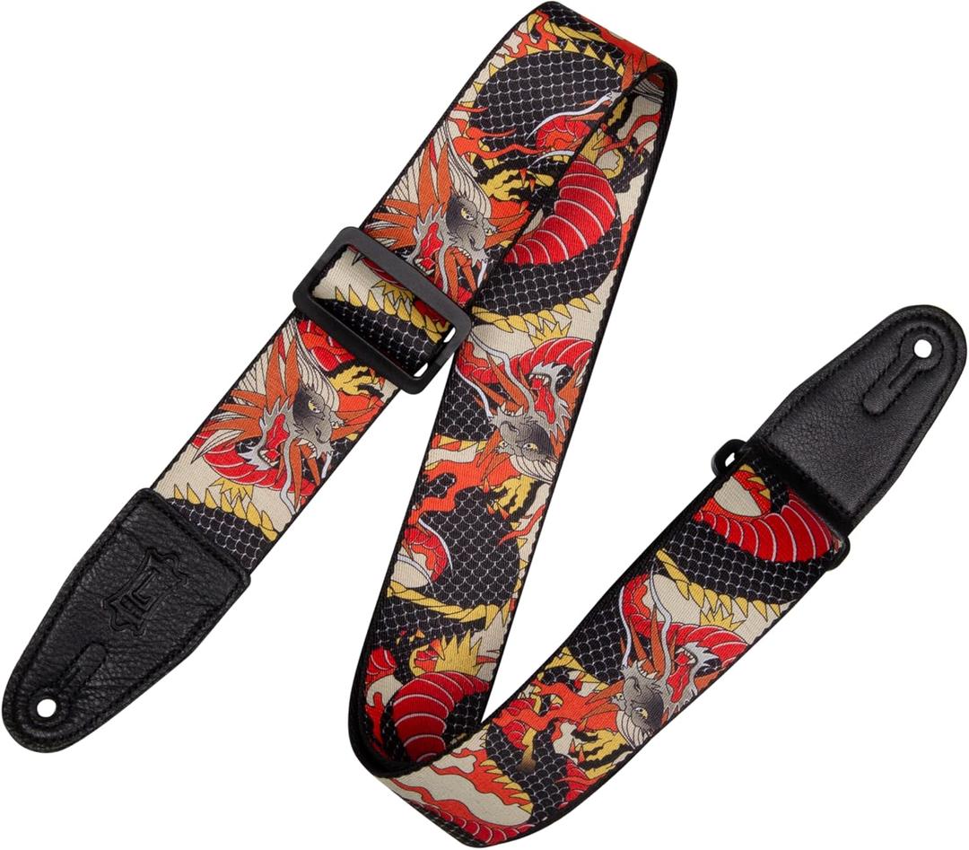 Levy's Leathers 2 Wide Polyester Guitar Strap with Genuine Leather Ends; Japanese Traditional Dragon Motif (MPD2-123)