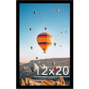 JCJMY 12x20 Picture Frame Black for Poster Photo Picture, Horizontal and Vertical Formats for Wall Hanging, 12 x 20 Wall Gallery Poster Photo Frame for 12 by 20 Photos Posters, Black