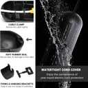 4 Pack Extension Cord Protective Cover Set (Black) | Indoor Outdoor Water-Resistant Holder for Holiday String Lights and Wires | Capsule Shaped Protector with Large Compartment