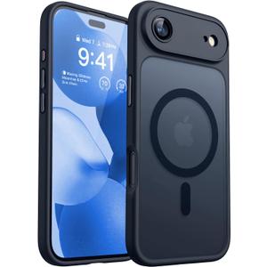 CANSHN Magnetic Compatible with iPhone Air Case(6.5 Inch), Upgraded [Full Camera Protection] [Compatible with Magsafe] [Translucent Matte] Shockproof Phone Cover for iPhone 17 Air Case,Black