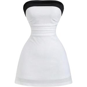 GORGLITTER Women's Strapless Tube Mini Dress Graduation Summer Party Prom Formal Cocktail Elegant Backless Sundresses, M