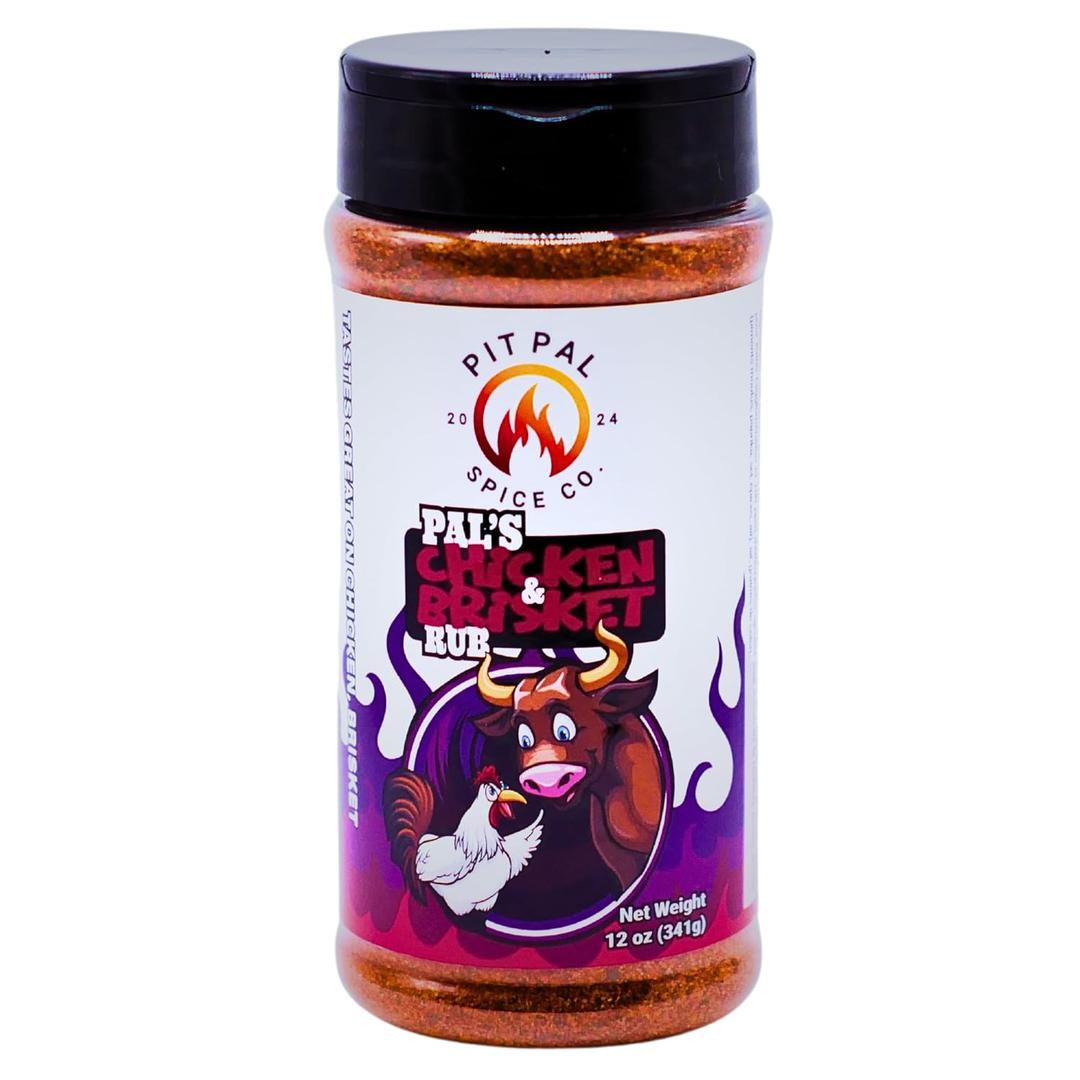 Pit Pal's Chicken and Brisket Rub | BBQ Seasoning for Smoking and Grilling | Tastes Great on Chicken, Beef and Pork | Burst of Chili Heat, Paprika, Garlic, Celery | XL 12 oz (EXP 03/31/27)
