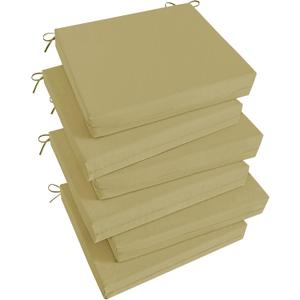 Basic Beyond Outdoor Chair Cushions Set of 6, Square Corner Outdoor Cushions for Patio Furniture, Water Resistant Patio Chair Cushions with 2 Ties, 18.5x16x3, Khaki