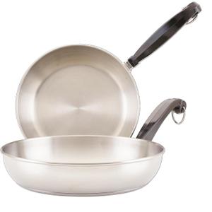 Farberware Classic Stainless Steel Frying Pan Set / Fry Pan Set / Stainless Steel Skillet Set - 8.25 Inch and 10 Inch, Silver