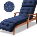 Waterproof Long Lounger Chair Cushion Outdoor Chaise Lounge Chair Cushions with Ties, Patio Recliner Thickened Lounge Chair Cushions for Indoor 59x 18 x 4.7 Inches, Cushion Only (Blue)