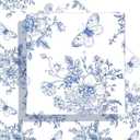 12 Sheets 28 * 20 Inches Vintage Floral Wrapping Paper Retro Flowers Butterfly Patterned Gift Wrap Paper Chinoiserie Art Paper for Birthday Wedding Bridal Shower Tea Party DIY Craft (Blue)