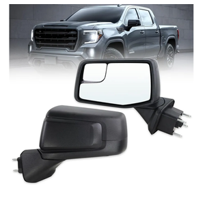 Left Driver Side Mirror Compatible With 2019 2020 2021 2022 2023 2024 2025 GMC Sierra 1500 With Manual Folding Power Glass Heated Matte Black
