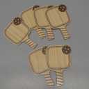 Hushee 6 Pcs Wooden Dinkball Drink Coasters Funny Coasters Set Paddle Shape with Handle Gifts for Women Men Sports Lovers Fans Home Office Bar Party Favors Decorations Accessories (Wood)