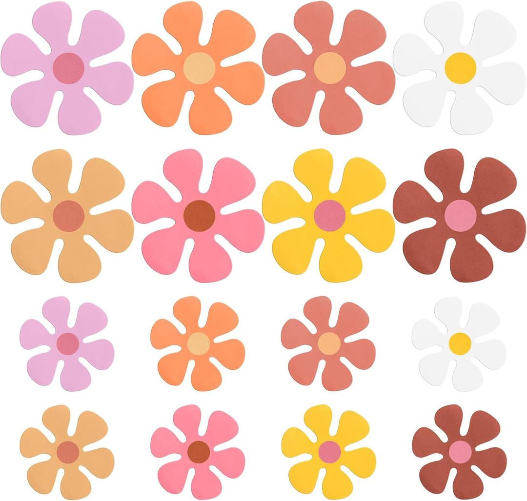 Leumoi 16 Pcs Flower Car Magnet Retro Hippie Refrigerator Flower Magnets Decorations for Car Home Door, 2.17 x 2.17 Inches, 3.94 x 3.94 Inches (Boho)