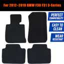 GXARTS 4 PCS Both Front & Rear Floor Mats Carpet Black Velour Compatible with BMW 3-Series F30 2012 2013 2014 2015 2016 2017 2018 2019 Anti- Slip