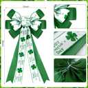 Riceshoot 6 Pcs Extra Large St. Patrick's Day Tree Topper Bows 26 x 12 Inches Green Four Leaf Clover Bows for Wreaths Irish Shamrock Bows for Front Door Tree Decorations