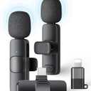 2 Pack Wireless Lavalier Microphone for iPhone iPad and Android Phone, Lapel Mic Plug and Play Wireless Mic Noise Reduction Microphone for Video Recording Interview Podcast Vlog YouTube Tiktok