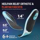 PCSsole Plantar Fasciitis Insoles Men Women- 220+lbs Heavy Duty High Arch Support Inserts with Comfort Cushion Orthotic Pain Relief Insoles for Flat Feet - Arch Pain - Heel Pain -Work Boot Shoe Insole Mens 7-7.5 | Womens 9-9.5(10.28")(261MM), Black & Blue