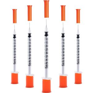 U-100 0.5cc 30g 5/16" (8mm) Syringe with Needle, Individually Wrapped, Pack of 20