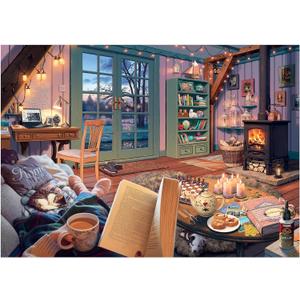 Ravensburger - Cozy Retreat - 500 Piece Large Format Jigsaw Puzzle - Enjoy The Serenity of a Simple Scene, Complete with Tea and a Good Book - Premium Quality - Puzzles for Adults