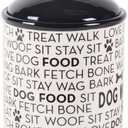 Bone Dry Dog Bone Ceramic Pet Bowl & Canister, Canister, 5.5x5.5x8.25, Black/White