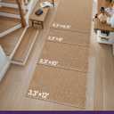 DEXI Hallway Runner Rug 3.3x12, Woven Braided Farmhouse Runner Carpet Indoor, Absorbent Thin Long Entryway Runners for Kitchen, Laundry Room, Patio Entrance, Beige