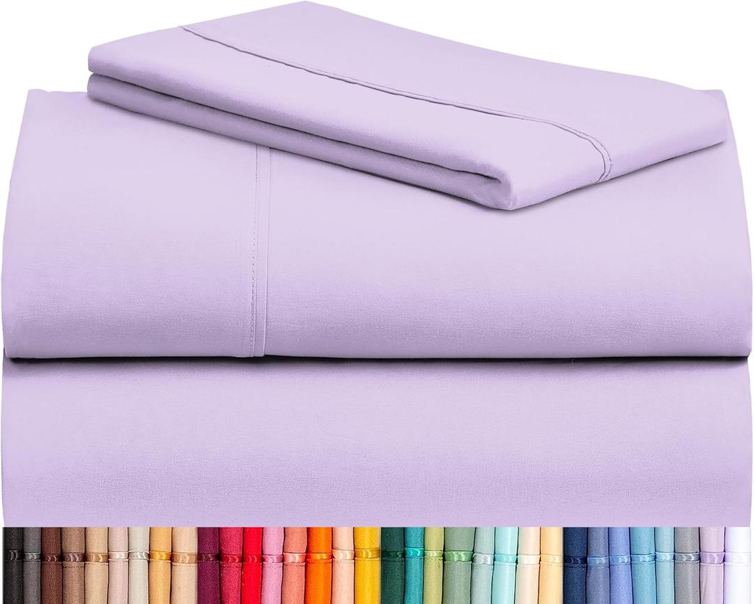 LuxClub 3 PC Sheet Sheets Deep Pockets 18" Eco Friendly Wrinkle Free-Kids-Fitted Sheets Machine Washable Hotel Bedding Silky Soft - Lavender Twin