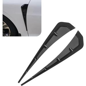 2 PCS Car Fender Side Vents, ABS Front Spoiler Sticker, Stylish Sporty Vehicle Side Wing Fender Modifications Decoration, Universal Car Exterior Accessories (Black)